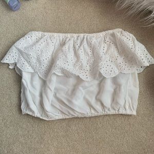 White eyelet lace tube top